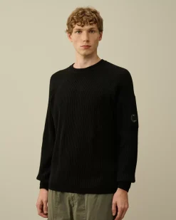 Jumpers<C.P. Company Lambswool GRS Crew Neck Full Knit Black
