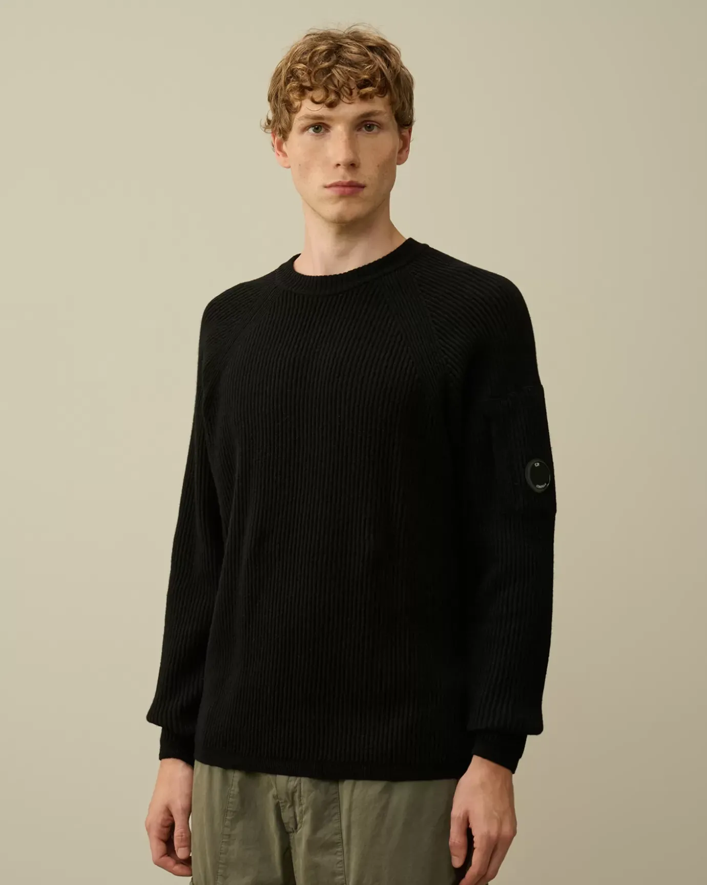 Jumpers<C.P. Company Lambswool GRS Crew Neck Full Knit Black