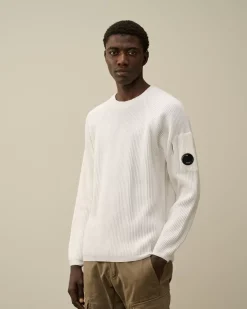 Jumpers<C.P. Company Lambswool GRS Crew Neck Full Knit Gauze White