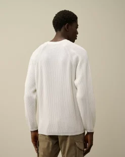 Jumpers<C.P. Company Lambswool GRS Crew Neck Full Knit Gauze White