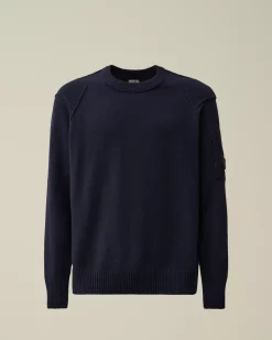 Jumpers<C.P. Company Lambswool GRS Crew Neck Knit Total Eclipse – Blue