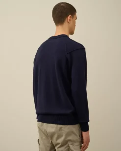 Jumpers<C.P. Company Lambswool GRS Crew Neck Knit Total Eclipse – Blue