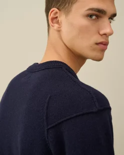 Jumpers<C.P. Company Lambswool GRS Crew Neck Knit Total Eclipse – Blue