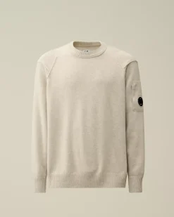 Jumpers<C.P. Company Lambswool GRS Crew Neck Knit Off White Melange