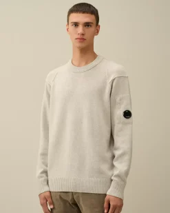 Jumpers<C.P. Company Lambswool GRS Crew Neck Knit Off White Melange