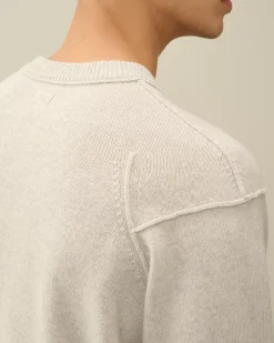 Jumpers<C.P. Company Lambswool GRS Crew Neck Knit Off White Melange