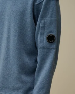 Jumpers<C.P. Company Lambswool GRS Crew Neck Knit Flint Stone – Blue
