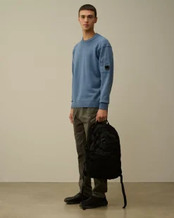 Jumpers<C.P. Company Lambswool GRS Crew Neck Knit Flint Stone – Blue