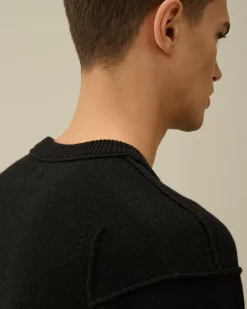 Jumpers<C.P. Company Lambswool GRS Crew Neck Knit Black