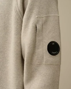 Jumpers<C.P. Company Lambswool GRS Hooded Waffle Knit Off White Melange