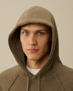 Jumpers<C.P. Company Lambswool GRS Hooded Waffle Knit Walnut – Beige