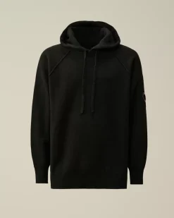 Jumpers<C.P. Company Lambswool GRS Hooded Waffle Knit Black