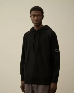 Jumpers<C.P. Company Lambswool GRS Hooded Waffle Knit Black