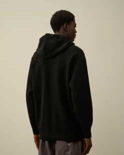 Jumpers<C.P. Company Lambswool GRS Hooded Waffle Knit Black