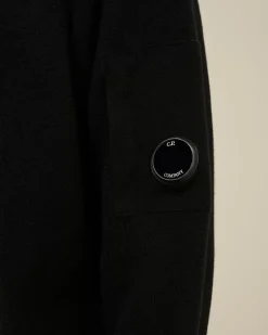 Jumpers<C.P. Company Lambswool GRS Hooded Waffle Knit Black