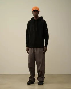 Jumpers<C.P. Company Lambswool GRS Hooded Waffle Knit Black