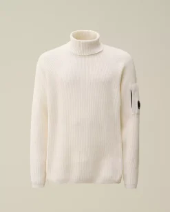 Jumpers<C.P. Company Lambswool GRS Turtleneck Full Knit Gauze White