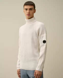Jumpers<C.P. Company Lambswool GRS Turtleneck Full Knit Gauze White