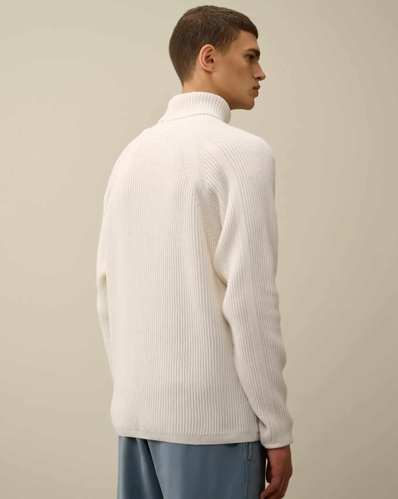 Jumpers<C.P. Company Lambswool GRS Turtleneck Full Knit Gauze White