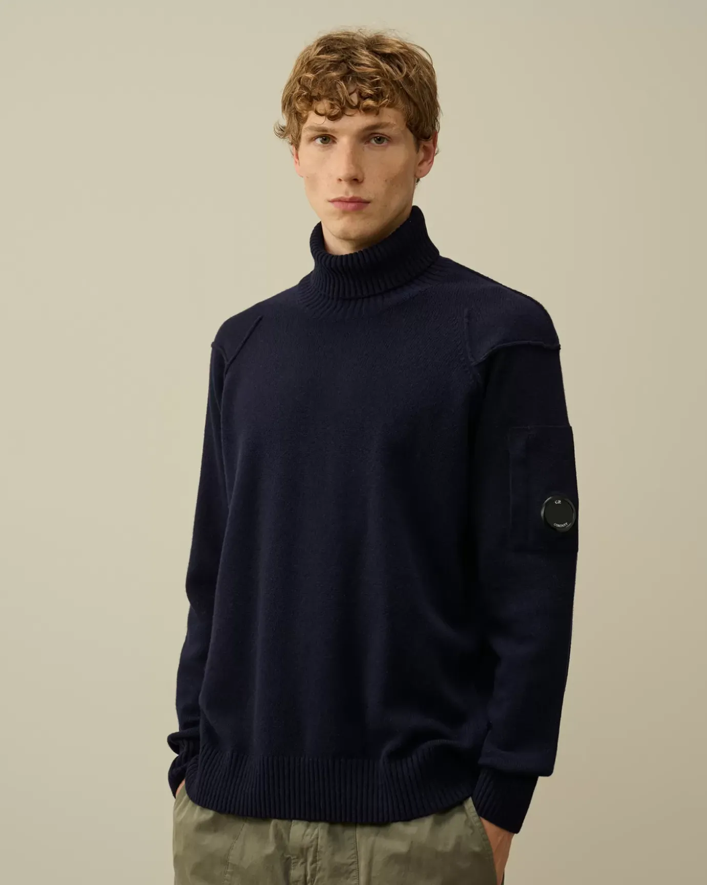 Jumpers<C.P. Company Lambswool GRS Turtleneck Knit Total Eclipse – Blue