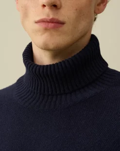 Jumpers<C.P. Company Lambswool GRS Turtleneck Knit Total Eclipse – Blue