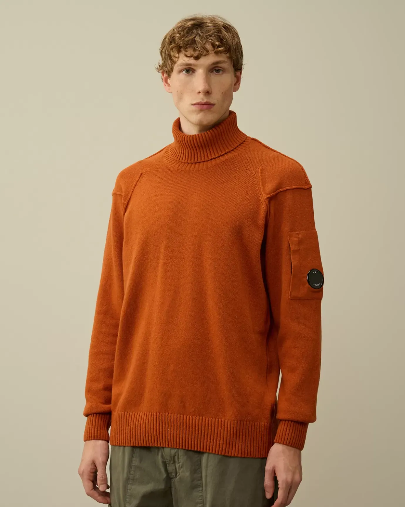 Jumpers<C.P. Company Lambswool GRS Turtleneck Knit Bombay Brown