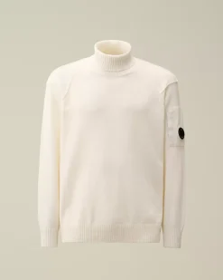 Jumpers<C.P. Company Lambswool GRS Turtleneck Knit Gauze White