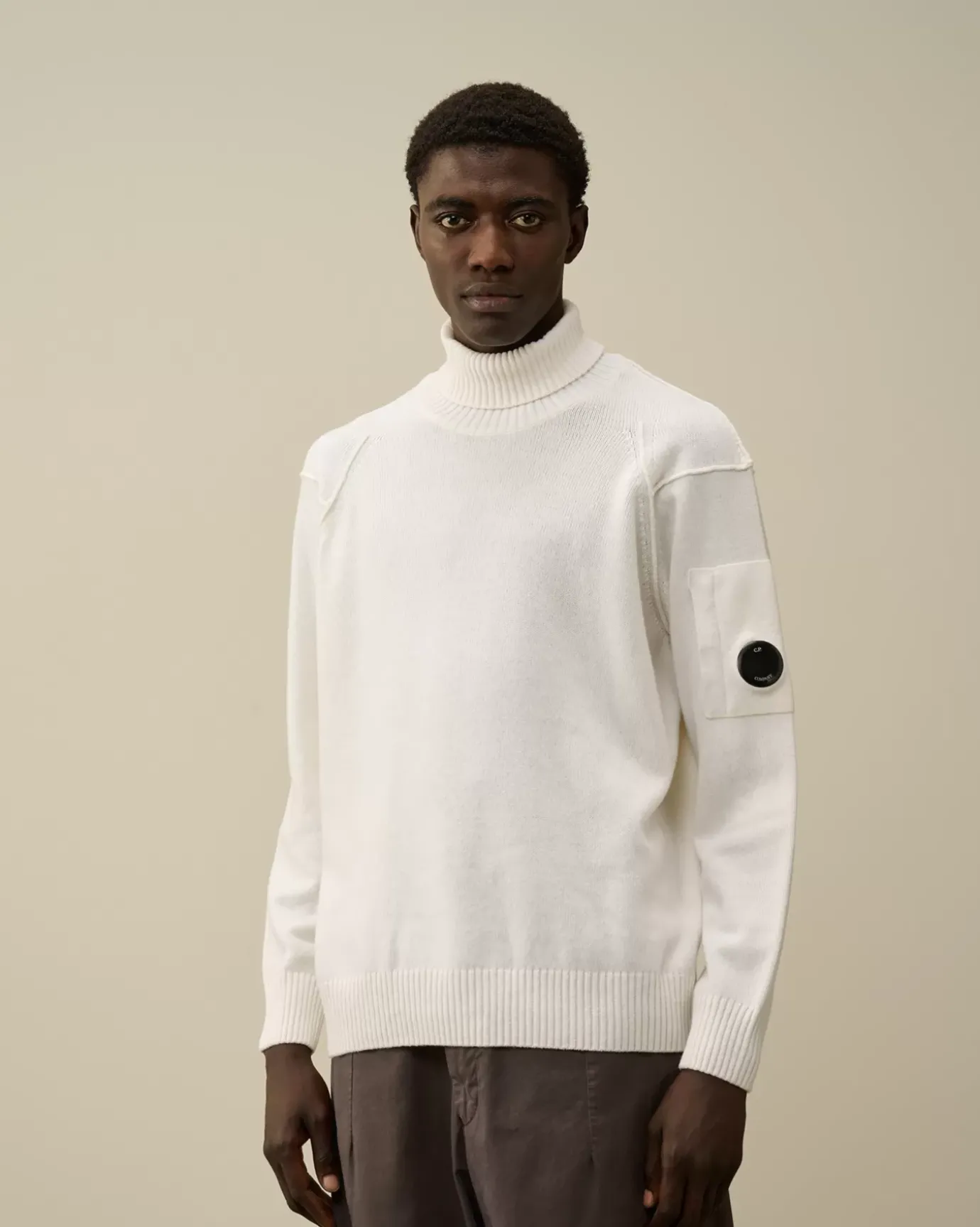 Jumpers<C.P. Company Lambswool GRS Turtleneck Knit Gauze White