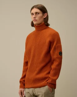 Jumpers<C.P. Company Lambswool GRS Turtleneck Full Knit Bombay Brown