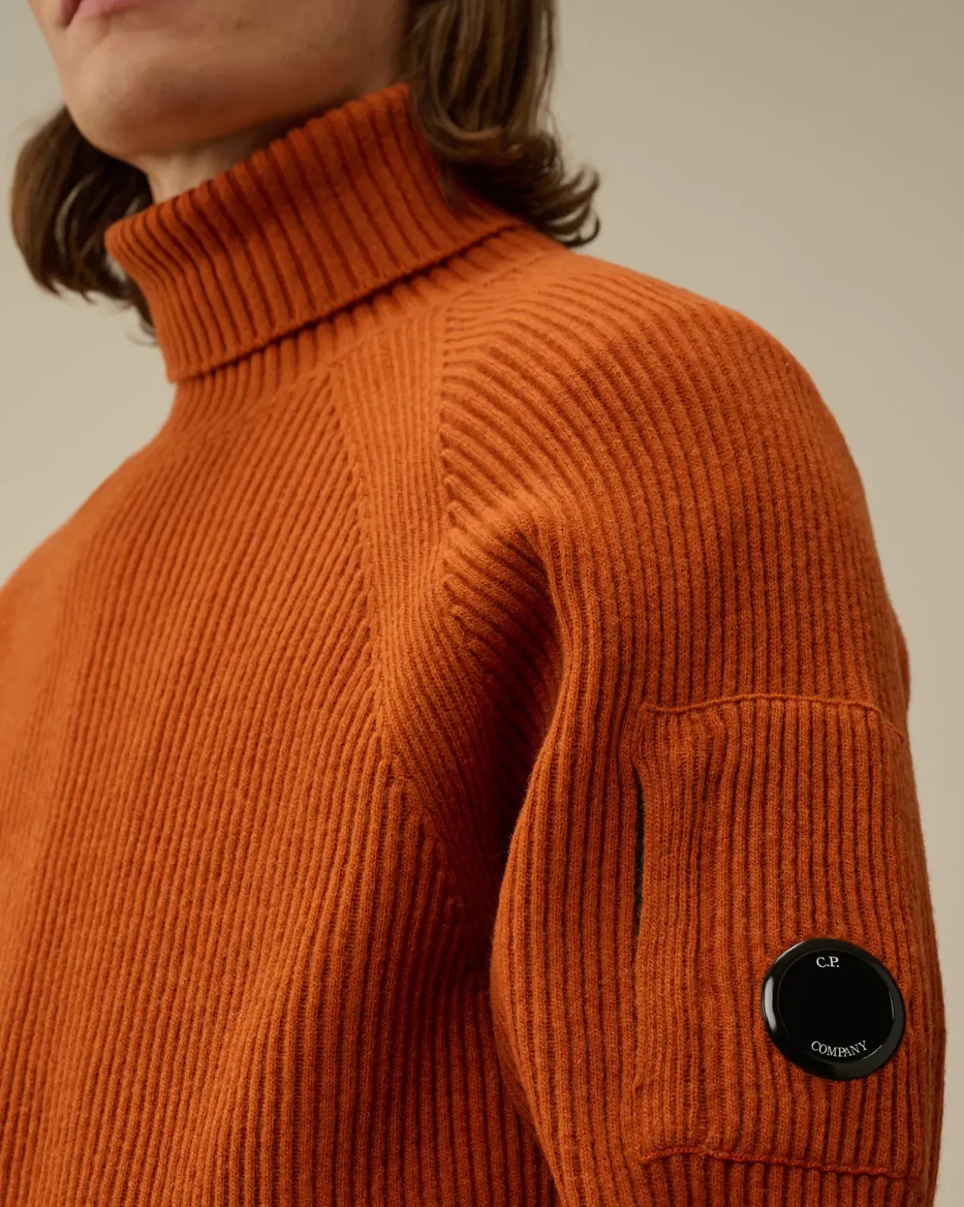 Jumpers<C.P. Company Lambswool GRS Turtleneck Full Knit Bombay Brown