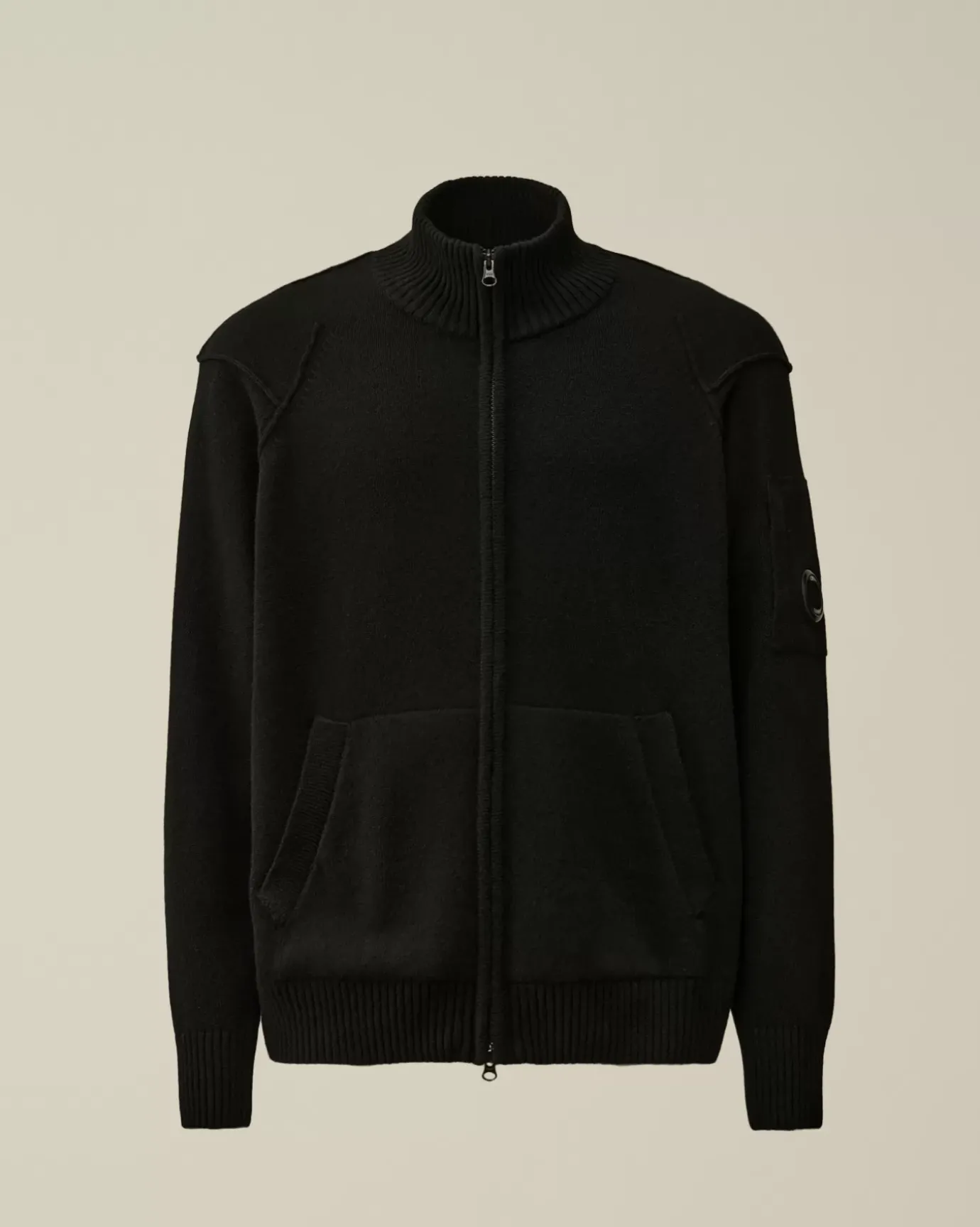 Jumpers<C.P. Company Lambswool GRS Zipped Cardigan Black