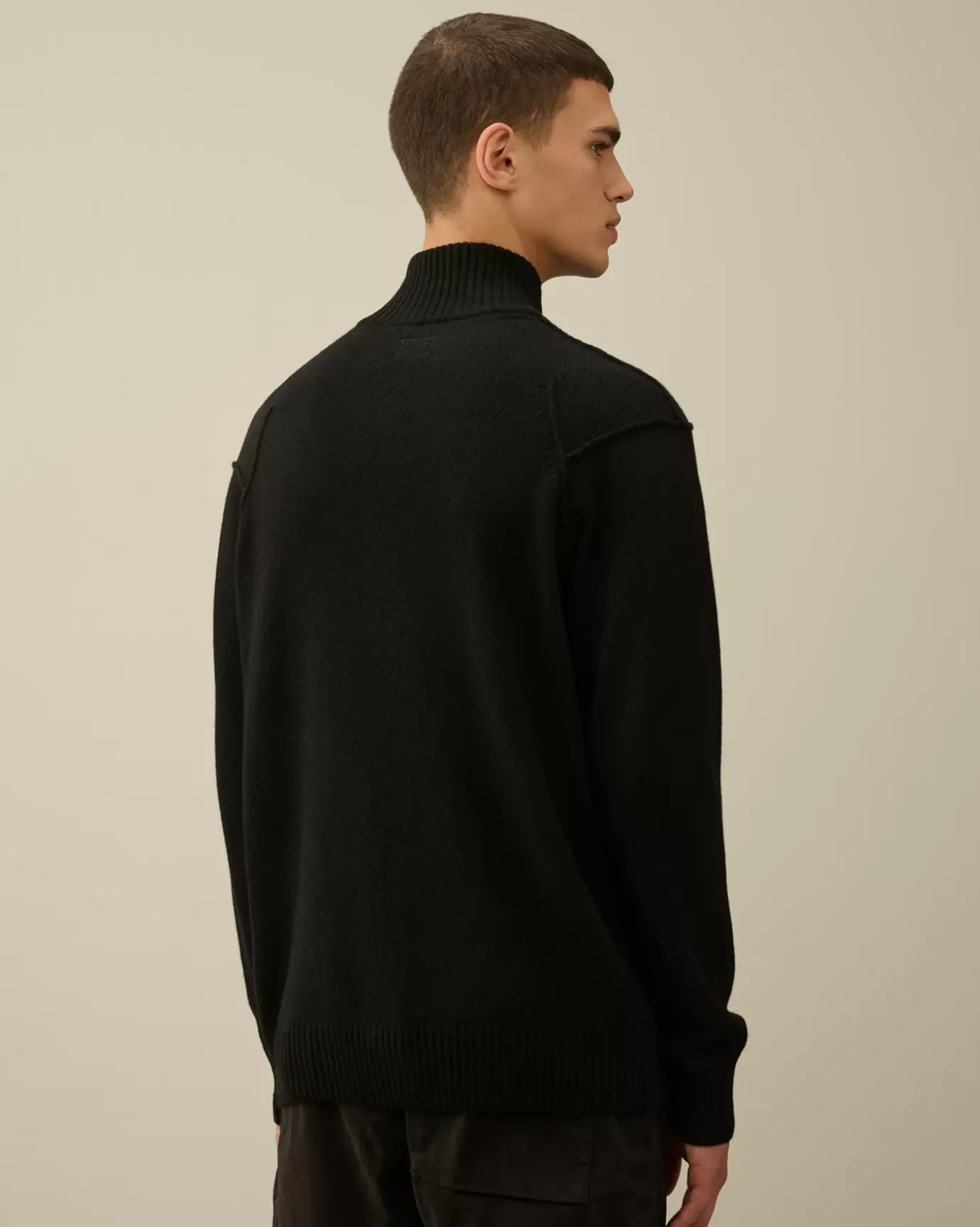 Jumpers<C.P. Company Lambswool GRS Zipped Cardigan Black