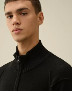 Jumpers<C.P. Company Lambswool GRS Zipped Cardigan Black