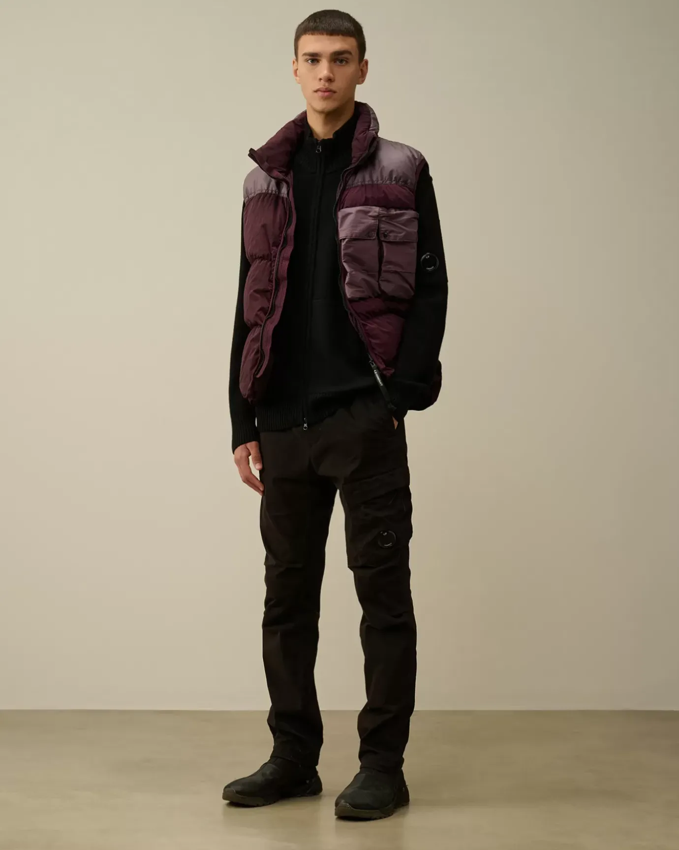 Jumpers<C.P. Company Lambswool GRS Zipped Cardigan Black