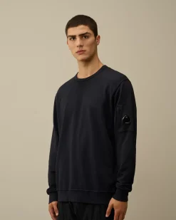 Sweatshirts<C.P. Company Light Fleece Crew Neck Sweatshirt Total Eclipse – Blue