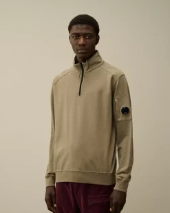 Sweatshirts<C.P. Company Light Fleece Half Zipped Sweatshirt Walnut – Beige