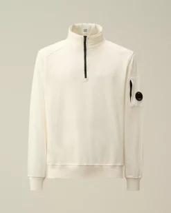 Sweatshirts<C.P. Company Light Fleece Half Zipped Sweatshirt Gauze White
