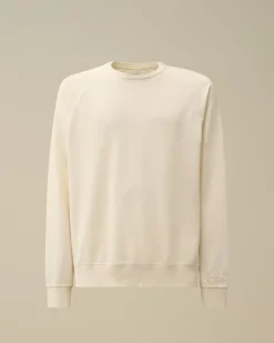 Sweatshirts<C.P. Company Light Fleece Logo Crew Neck Sweatshirt Gauze White