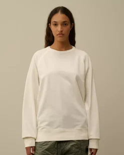 Sweatshirts<C.P. Company Light Fleece Logo Crew Neck Sweatshirt Gauze White