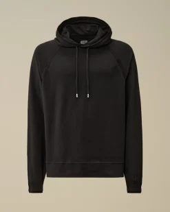 Sweatshirts<C.P. Company Light Fleece Logo Hooded Sweatshirt Black