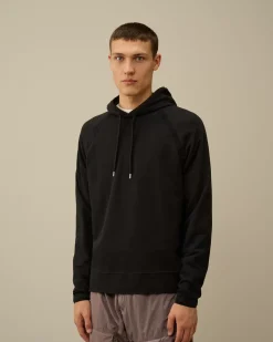 Sweatshirts<C.P. Company Light Fleece Logo Hooded Sweatshirt Black