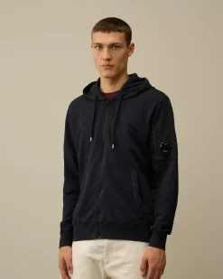 Sweatshirts<C.P. Company Light Fleece Zipped Hooded Sweatshirt Total Eclipse – Blue