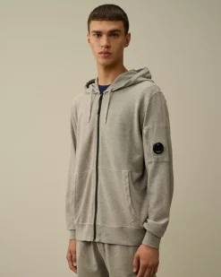 Sweatshirts<C.P. Company Light Fleece Zipped Hooded Sweatshirt Greystone Melange