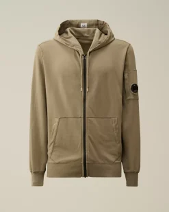 Sweatshirts<C.P. Company Light Fleece Zipped Hooded Sweatshirt Walnut – Beige