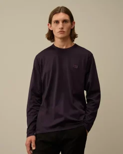 T-shirts & Polo<C.P. Company Mercerized 70/2 Jersey Gasato Longsleeved Logo Patch T-Shirt Nightshade – Purple