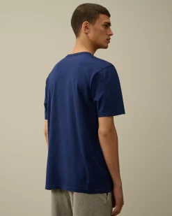 T-shirts & Polo<C.P. Company Mercerized 70/2 Jersey Gasato Logo Patch T-Shirt Estate Blue