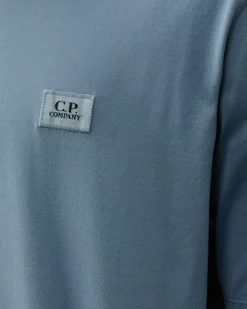 T-shirts & Polo<C.P. Company Mercerized 70/2 Jersey Gasato Logo Patch T-Shirt Flint Stone – Blue