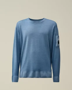 Jumpers<C.P. Company Merino Wool Fast Dyed Crew Neck Knit Flint Stone – Blue
