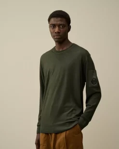 Jumpers<C.P. Company Merino Wool Fast Dyed Crew Neck Knit Grape Leaf – Green