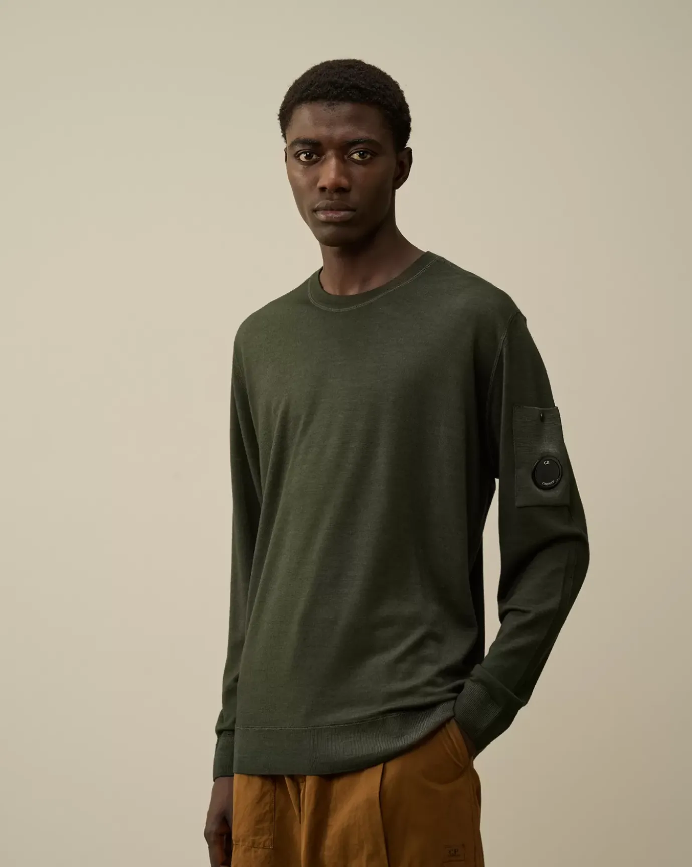 Jumpers<C.P. Company Merino Wool Fast Dyed Crew Neck Knit Grape Leaf – Green